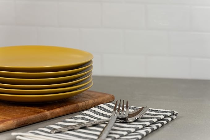 10 Strawberry Street Wazee Matte Coupe Dinnerware, Salad Plate, Yellow, Set of 6