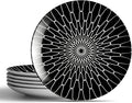 6-Inch Appetizer Plates Set of 6, Black and White Grid Ceramic Plates, Modern Checkerboard Appetizer/Dessert Plates, Microwave & Dishwasher Safe