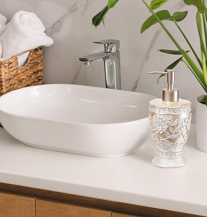 Zahari Home Rose Vine Stylish Soap Dispenser Set - Modern Print Design for Kitchen and Bathroom - Lotion Pump, Dish Soap, Hand Sanitizer, Hand Soap - Cute and Practical