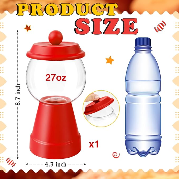Thyle 27 oz Plastic Candy Jar with Lid Ceramic Candy Jar Food Storage Container for Easter Wedding Party Centerpieces DIY Gifts Game Table Ornament Holder Treats(Red)