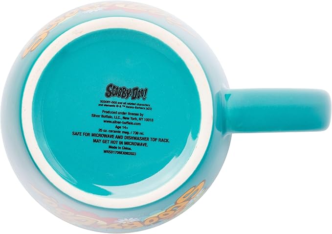 Silver Buffalo Scooby Doo Group Mystery Machine Flowers Jumbo Curved Ceramic Mug, 25 Ounces