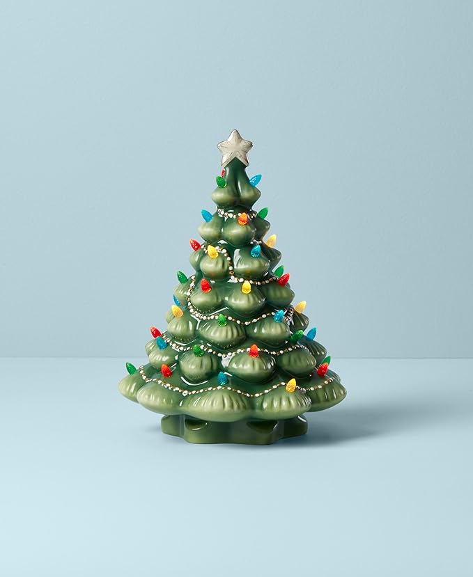 Lenox 890573 Treasured Traditions Green Light-Up Tree Figurine, Christmas & Holiday Decor