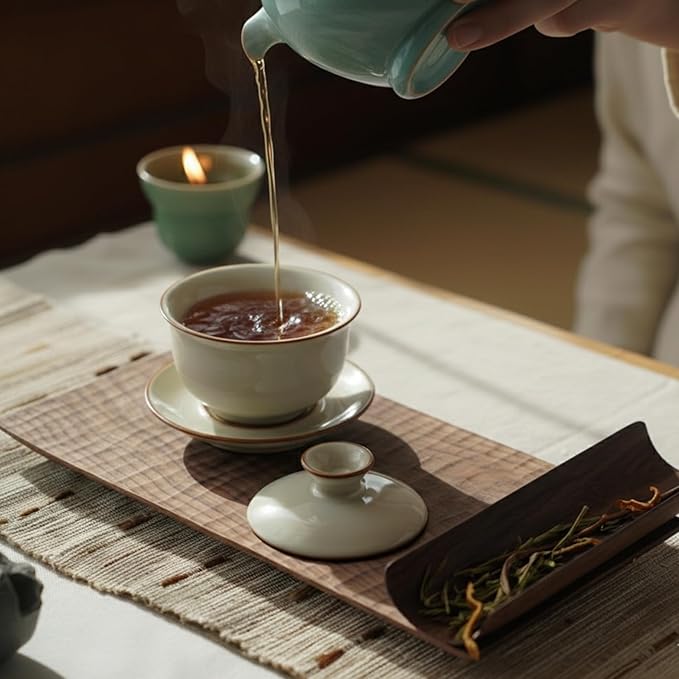 Luxury Gaiwan Tea Set Gift for Tea Lovers – Hand-Signed Handmade Longquan Celadon Gaiwan with Lid and Saucer, Premium Gongfu Tea Cup, Tea Ceremony Wedding Housewarming Gift
