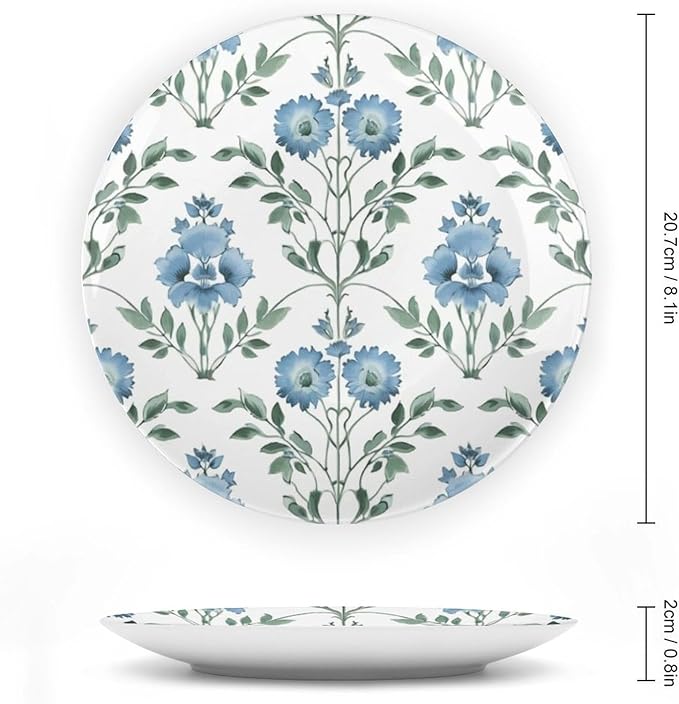Vintage Plates Mughal Flower Mughal Flower in Monsoon Customize Decor for Table Household Office Home Porcelain Dessert Plate Set with Display Stand And Hook Up, Multi Sizes, Gifts for Men Women