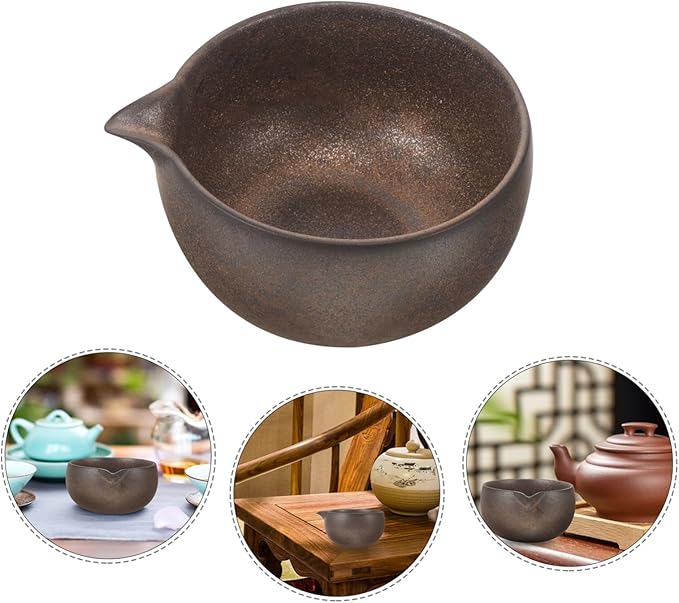 Cabilock Traditional Japanese Matcha Bowl with Spout Ceramic Tea Cup for Tea Ceremony Home Use Handcrafted Artisan Pottery Heat Retaining Chawan Enthusiasts
