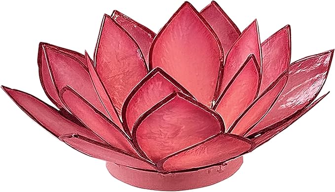 Om Gallery Capiz Shell Lotus Flower Decor Tealight Candle Holder for Serene Ambiance - Handmade Decorative Candle Holders for Meditation, Yoga, and Relaxation, Flamingo
