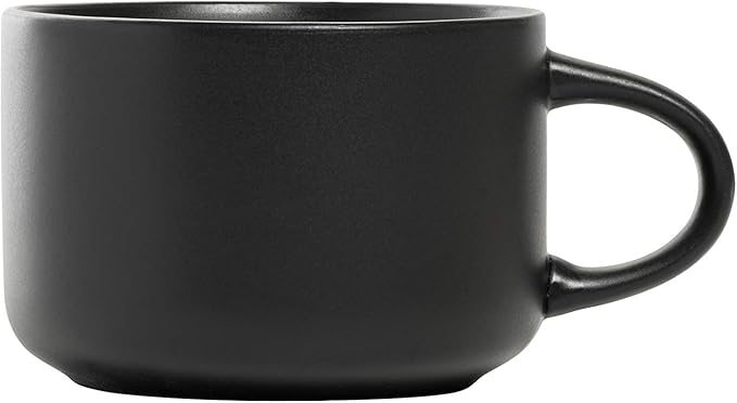 10 Strawberry Street Wazee Matte 4.75"/22 oz Oversized Mug, Set of 6, Black