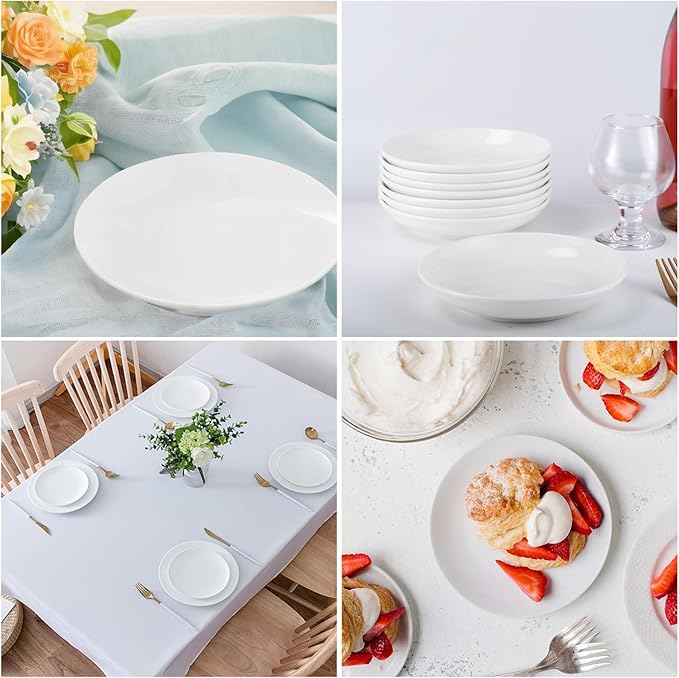 8 Pieces Ceramic Dessert Plates,6 inch White Appetizer Plates,Round Dessert Salad Plate,Porcelain Dinner Plate,Ceramic Serving Dishes for Appetizers Salad Cake, Microwave & Dishwasher Safe