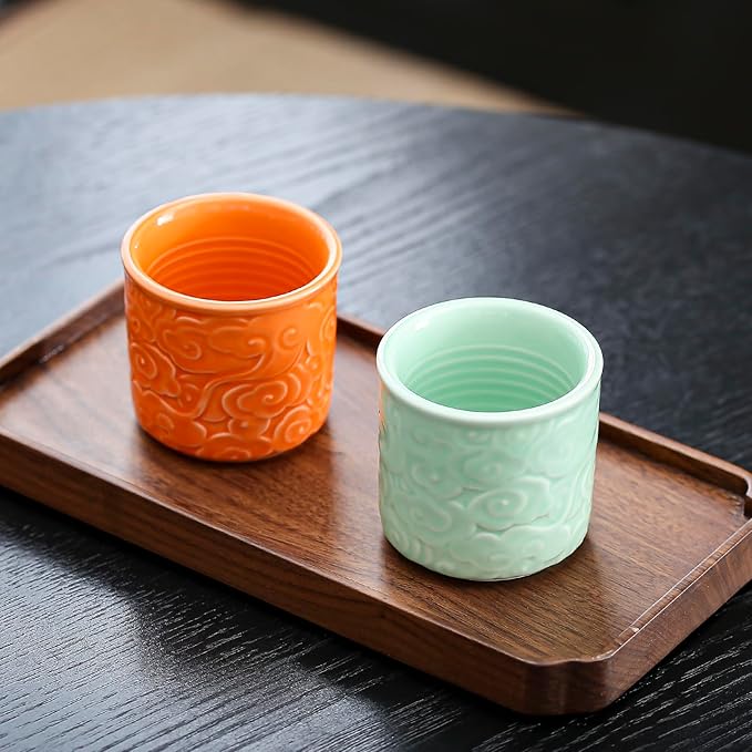 Ceramic Espresso Cups Set of 4-3oz Demitasse Cups for Coffee & Tea, No Handles, Durable & Dishwasher Safe (bisque, 4)