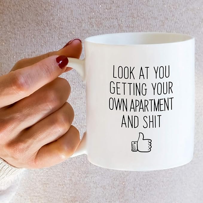 Retreez Funny Mug - Look At You Getting Your Own Apartment Homeowner Housewarming 11 Oz Ceramic Coffee Mugs - Funny, Sarcasm, Sarcastic, birthday gifts for friends, coworkers, dad mom sister brother