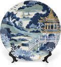 Blue And White Chinoiserie Pagoda Ming Toile Asian China Plates for Display Display Wedding Supplies Art Decoration Festival Holiday Party Decorations Personalized Gifts for Men Women Anniversary
