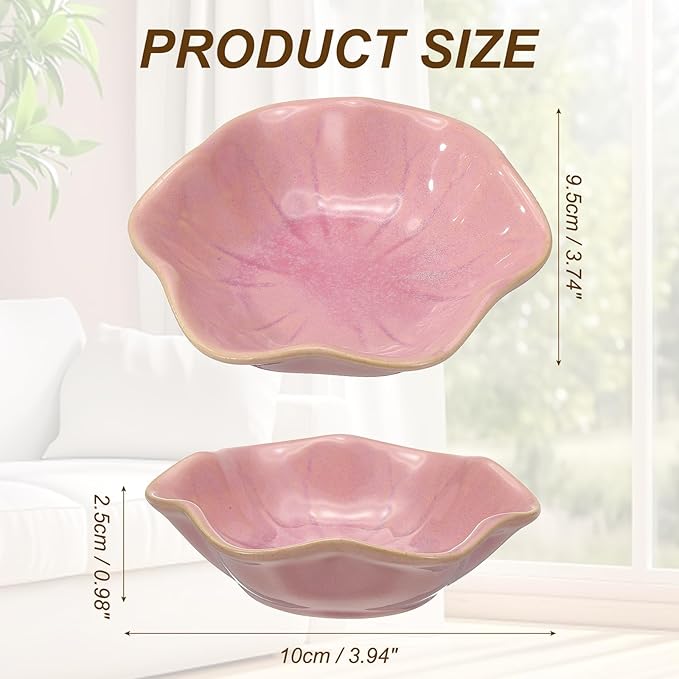 uxcell Candle Holder Plates, 4 Inch Ceramic Candle Tray Tealight Incense Holder Dish Candlestick for Tea Light Aromatherapy Wedding Rustic Vintage Home Decor, Lotus Leaf Pink