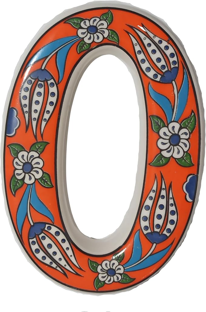 Large Ceramic Housewarming Sign Ceramic Address Plaque House Numbers Sign Door Personalized Coloured Decorative Hand Decoratede Housewarming Gifts Tulip Design 12 * 9 cm (Orange, 0)