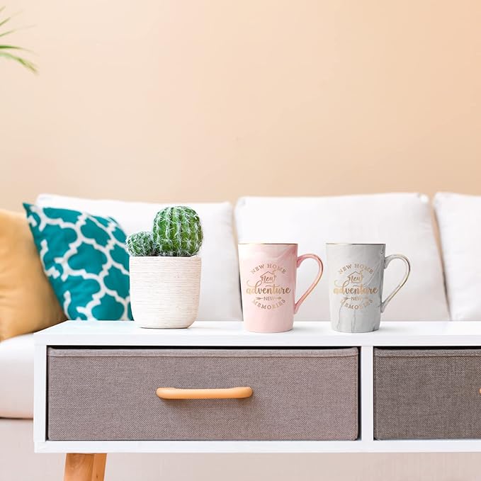 Maustic House Warming Gifts New Home, New Home Gift Ideas for Women Men Couple, Housewarming Gifts, Closing Gift for House Buyers, First Apartment Essentials, 14 Oz Pink & Gray