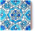 DŸARI Decorative Ceramic Tiles – Hand Painted Indoor & Outdoor Floor Tiles – Spanish Artisan Tile Top Kitchen – Mediterranean Decorative Tiles 4” × 4” – Durable Colorful Floor Tiles – 140 g (Eau V 9)