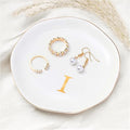 ProCase Ceramic Jewelry Tray, Initial Ring Dish Trinket Plate Engagement Gift, Small Personalized Monogram Ring Bowl for Wedding, White Decorative Jewelry Holder for Women Vanity -Letter I