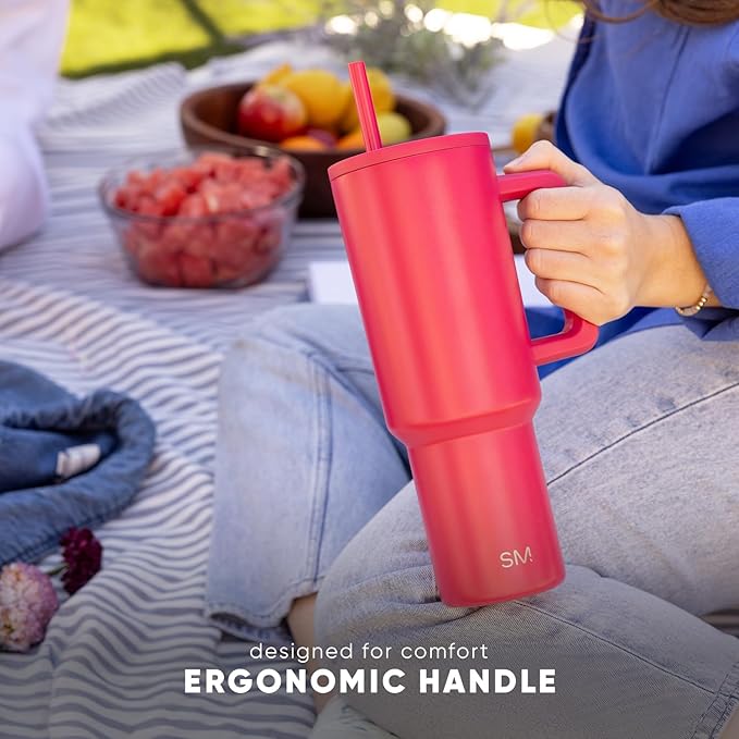 Simple Modern Holiday Bluey 40 oz Trek Tumbler with Handle and Straw Lid | Cup Holder Friendly Insulated Stainless Steel Travel Mug | Bluey Christmas Morning