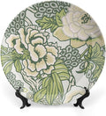 Green And White Chinoiserie Peony Floral Plates Ceramic for Display Blush Euro Peony Kitchen Club Supplies Housewarming Gifts Home Holiday Party Decorations Custom Gifts for Men Women Halloween
