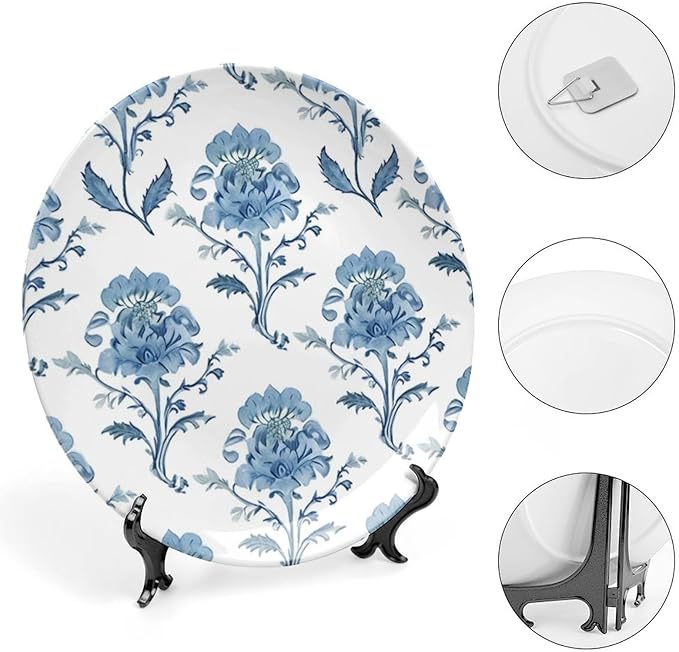 Mughal Flower in Monsoon Fashion Plates of 6", 7", 9", 10", Customize Wall Art Hanging Plate, Kitchen Art Decoration Decorations Office, with Display Stand And Hook Up