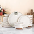 AmorArc 18 Pieces Ceramic Dinnerware Sets for 6, Handpainted Stoneware Plates and Bowls Set with Rustic Terracotta Underside, Scratch Resistant Dishes Set, Dishwasher & Microwave Safe