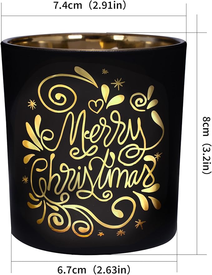 Rancco Votive Candle Holders, Christmas Black and Gold Glass Tea Light Candle Holder Set of 3, Vintage Candlesticks for Christmas Table Centerpieces, Birthday, Party, Home Tea Party Decor