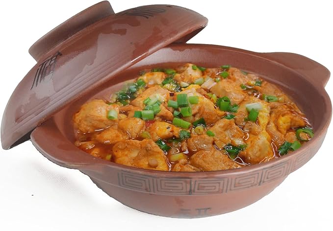 Qianshaguo Bowl zisha Clay Stone for Cooking Dolsot Bibimbap Soup Exclusive Range Unglazed Earthen (clay lid FU)
