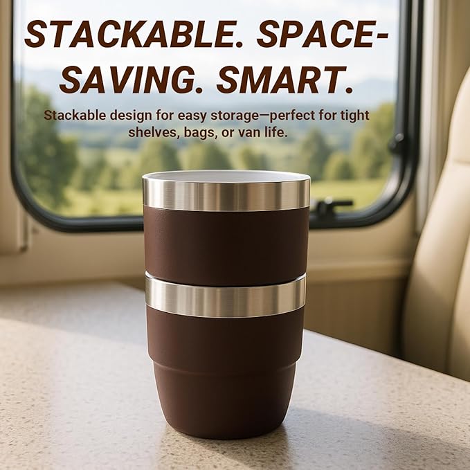 4 oz Small Espresso Cup, Ceramic-Lined 18/8 Stainless Steel, Double-Wall Vacuum Insulated, Stackable, Dishwasher Safe, Fits Most Espresso Machines, for Espresso Shots (Lilac, 2 Pack)