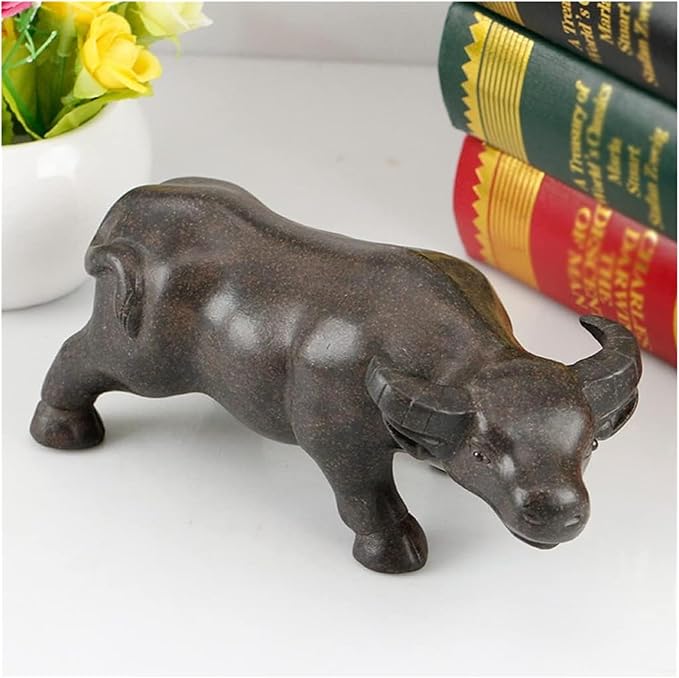 Sculpture Tabletop Ceramic Buffalo Statue Decoration Handmade Art Sculpture Decor Ornaments Desktop Purple Clay Pot Tea Pet Statues Decorations Statue of Wealth Statues