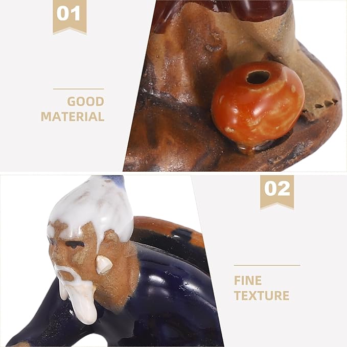 Operitacx 2pcs Miniature Fisherman Figurines Ceramic Asian Zen Garden Decoration for Aquarium and Bonsai Fish Tank Micro Landscape Outdoor Patio Sculptures