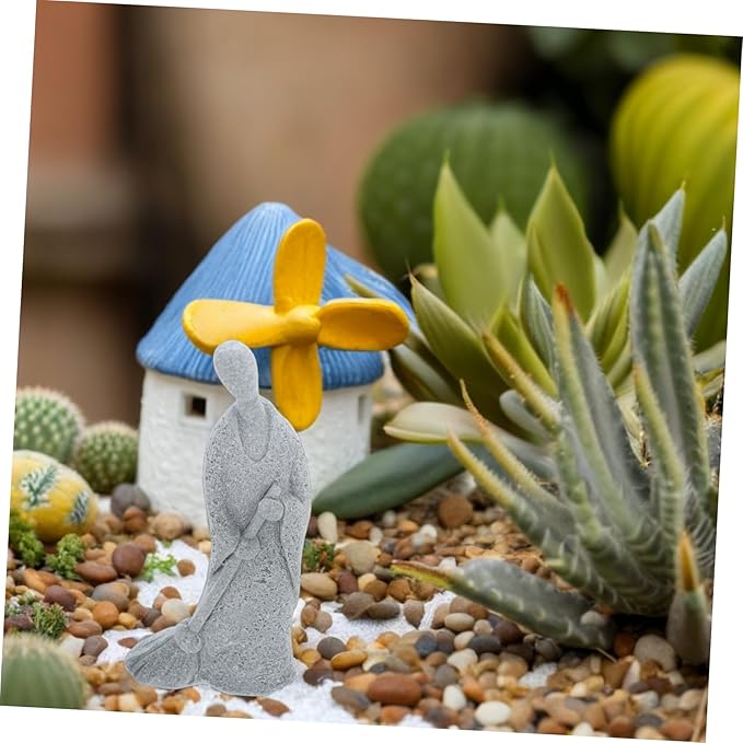 POPETPOP Zen Buddha Monk Figurine for Home Decor Miniature Asian Style Garden Statue for Bonsai and Micro Landscape Decoration 4-inch Ceramic Sculpture