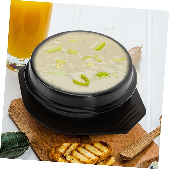 Healifty Heat-resistant Korean Stone Pot Ceramic Casserole for Korean Hot Pot Cooking Lid Steamed Egg Non-stick Even Heat Transfer