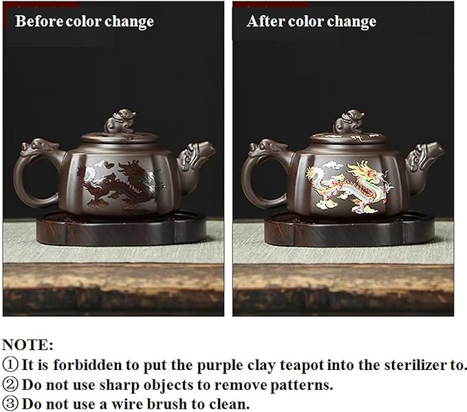 Zisha Tea Set, Chinese Tea Set with Gift Package, Suitable for Father's Day, Mather's Day, Birthday, Christmas Gifts (Square Dragon)