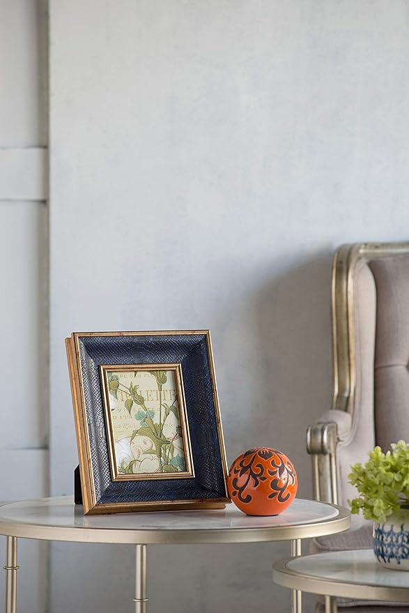 A&B Home Decorative Orbs - Table Centerpieces Set of 6 Ceramic Sphere Ball with Flat Side Orange Pattern, 4 inch