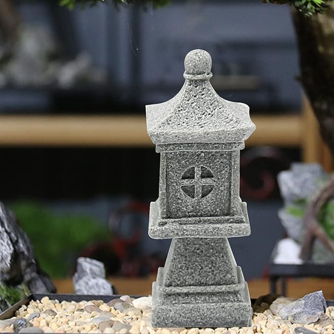 3pcs Miniature Pagoda Statues Japanese Style Pagoda Lantern Asian Decor Square Chinese Pagoda Statue for Zen Garden Indoor Outdoor Decor Micro Rockery Landscape Kit