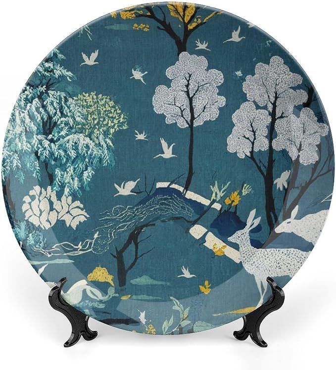 Fishing Village Blue Fashion Plates for Display Household Wedding Supplies Office Club Holiday Party Decorations Customize Gifts for Men Women Holiday, 6", 7", 9", 10"