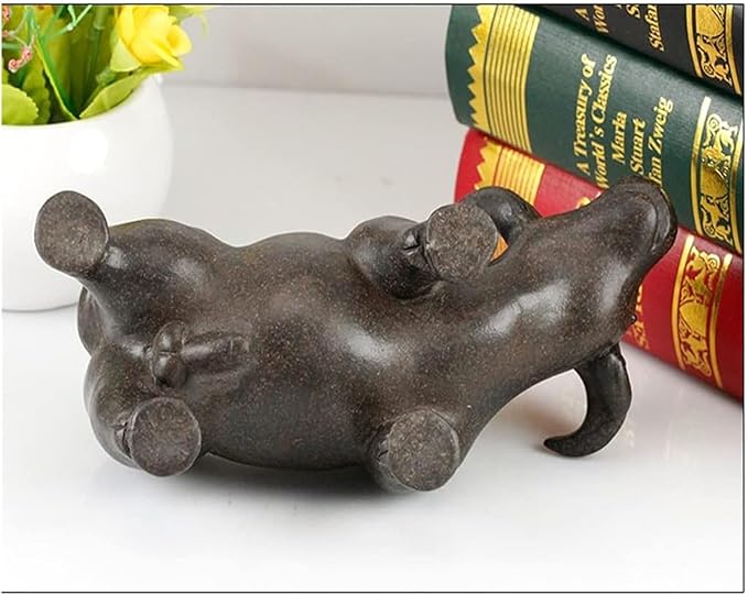 Sculpture Tabletop Ceramic Buffalo Statue Decoration Handmade Art Sculpture Decor Ornaments Desktop Purple Clay Pot Tea Pet Statues Decorations Statue of Wealth Statues
