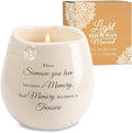 Pavilion - 8 Oz Candle Holder - Cream Beige Ceramic Candle Vessel with 100% Soy Wax, Tranquility Scent When Someone You Love Becomes A Memory Remembrance Gift - Printed Text, Love Theme, Round Shape