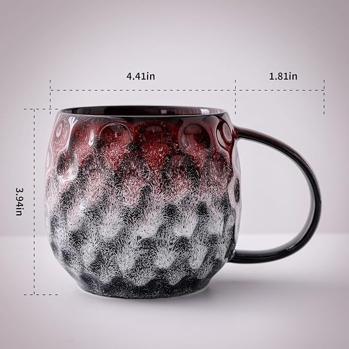 20oz Large handle Ceramic Coffee Mug, Handmade Glaze Color Changing Mug with Easy-Grip Handle, Unique Handcrafted Tea Cup for Home, Office, Gift Giving (red)