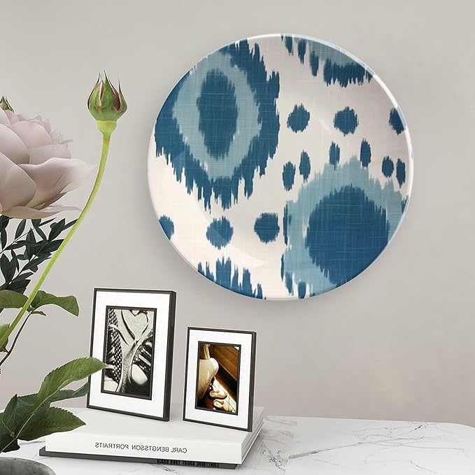 Blue Ikat Vintage Plates for Display Art Decoration Kitchen Supplies Office Display Holiday Party Decorations Customize Gifts for Men Women Holiday, 6", 7", 9", 10"