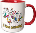 3dRose Seven Swans a-Swimming 15oz Two-Tone Red Mug