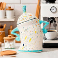 Jefuzh Attitude Canisters,Canister With Attitude Ceramic Storage Jars Large Ceramics Jar With Lid Sassy Fun Canister A Complimentary Fine Spoon for Coffee, Tea, Sugar, Spices Storage (Cyan)