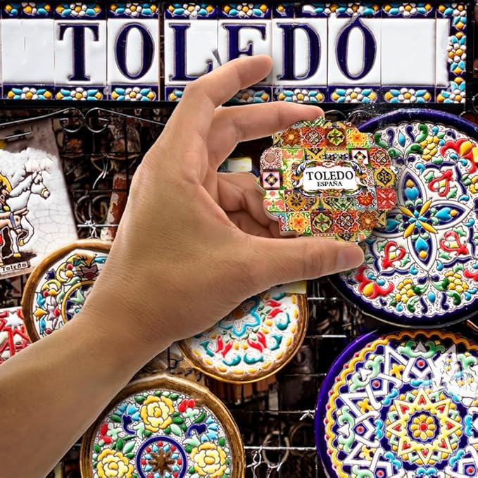 Decorative Magnet Toledo Spain - Exclusive Alma de Toledo Collection - Vibrant Artisan Ceramic - Unique Souvenir for Your Home and Heart