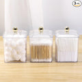 Tbestmax 3 Pack Qtip Holder Dispenser Clear Bathroom Organizer Jar Cotton Swab/Pad/Ball Holder Container Cosmetics Storage for Vanity
