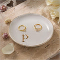 Lolalet Handmade Ceramic Ring Dish Jewelry Tray Plate with Initial, Small Monogram Gift for Her Women Girls Mother, Hostess, Engagement, Bridal Shower, Maid of Honor, Bridesmaid, Birthday, Christmas