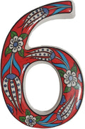 Large Ceramic Housewarming Sign Ceramic Address Plaque House Numbers Sign Door Personalized Coloured Decorative Hand Decoratede Housewarming Gifts Tulip Design 12 * 9 cm (Red, 6)
