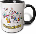 3dRose Seven Swans a-Swimming 15oz Two-Tone Black Mug