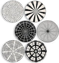 Ceramic Dessert Plates 8 Inch - Salad Appetizer Plate Set of 6 - Modern Japanese Style - Dishwasher and Microwave Safe - Black and White