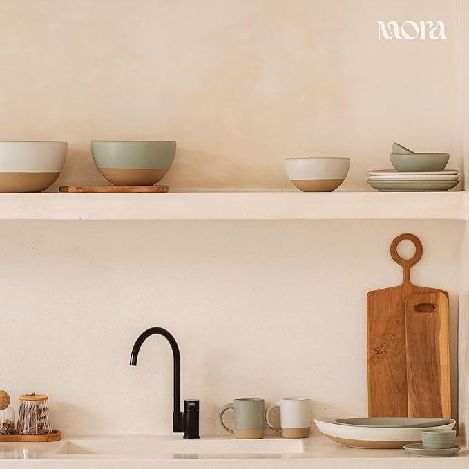 Mora Micro Ramekins Set of 4, 6oz Ceramic Pottery Baking Dishes - Microwave, Oven and Dishwasher Safe - Peppercorn
