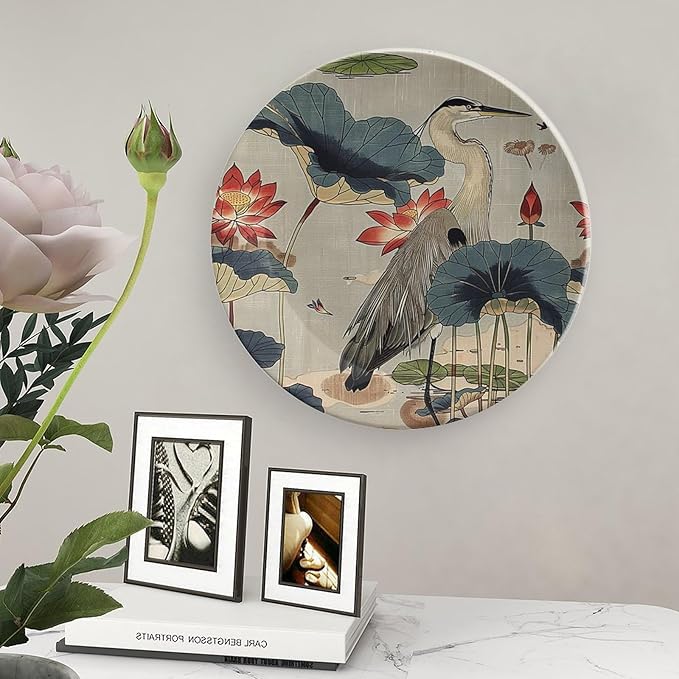 Birds And Lotus Flowers Vintage Plates for Display Table Festival Supplies Art Decoration Farmhouse Holiday Party Decorations Customize Gifts for Men Women Thanksgiving, 6", 7", 9", 10"