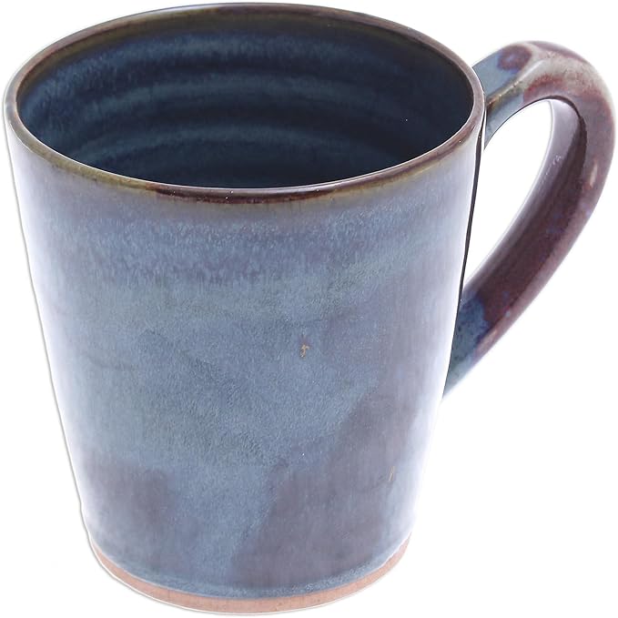 NOVICA Artisan Handmade Ceramic Mug Blue Red Thailand Tableware Dinnerware Cups [3.9in H x 5.5in W x 3.7in D 13 Oz.] 'Shoreline'